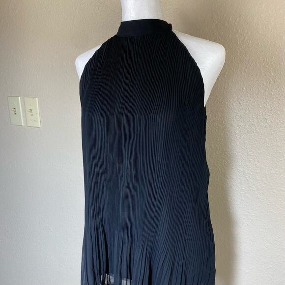 Easel Pleated Halter Top Small Black Sleeveless Tie Neck Detail - Picture 5 of 11